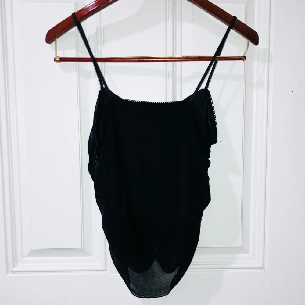 Y2K Urban Outfitters Ruched Black Pink Bow Top Coquette Girl 00’s Gossip Girl L - Picture 5 of 8